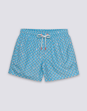 REPREVE® ELASTICATED WAIST SHORT SWIMSHORTS WITH PENGUINS PRINT