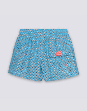 REPREVE® TRAJE DE BAÑO CORTO CON CINTURA ELÁSTICA Y GREETINGS FROM MEXICO ESTAMPADO