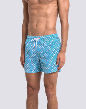 COSTUME DA BAGNO UOMO CORTO VITA ELASTICATA POLIESTERE RICICLATO REPREVE® CON STAMPA PALMINE