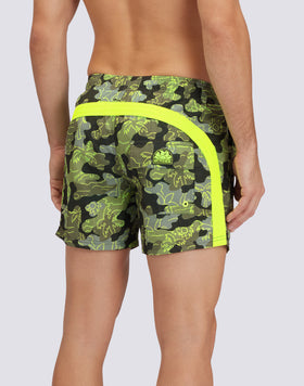 MAILLOT DE BAIN COURT À TAILLE ÉLASTIQUÉE REPREVE® AVEC IMPRESSION INSIDE PALM