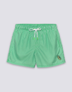 COSTUME DA BAGNO UOMO CORTO VITA ELASTICATA POLIESTERE RICICLATO REPREVE® CON STAMPA A RIGHE JUICY CON RICAMO FRUTTA