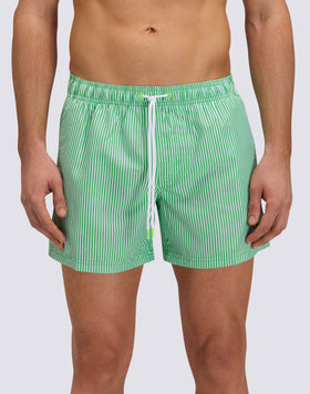 COSTUME DA BAGNO UOMO CORTO VITA ELASTICATA POLIESTERE RICICLATO REPREVE® CON STAMPA A RIGHE JUICY CON RICAMO FRUTTA