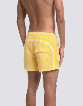 SHORT-LENGTH SWIMWEAR WITH ELASTICATED WAIST REPREVE® RECYCLED POLYESTER WITH JUICY STRIPE PRINT AND FRUIT EMBROIDERY