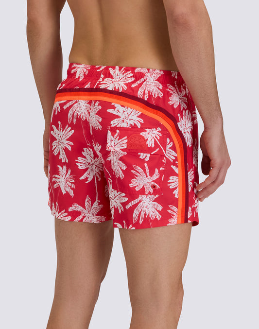 MAILLOT DE BAIN COURT À TAILLE ÉLASTIQUE EN POLYESTER RECYCLÉ REPREVE® AVEC IMPRIMÉ PALM OASIS