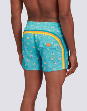 MAILLOT DE BAIN COURT À TAILLE ÉLASTIQUÉE REPREVE® AVEC IMPRESSION COZY PALM