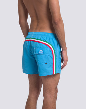 SHORT SWIM SHORTS WITH AN ELASTICATED WAISTBAND ICONIC TAFFETA ITALIAN FLAG