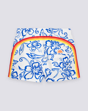 MEN'S SHORT SWIMSUIT WITH ELASTIC WAIST AND ARCHIVE HIBISCUS PRINT SK23