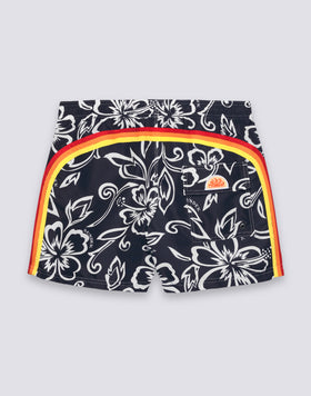 MAILLOT DE BAIN COURT POUR HOMME AVEC TAILLE ÉLASTIQUE ET IMPRIMÉ HIBISCUS D'ARCHIVES SK23