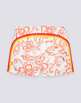 MAILLOT DE BAIN COURT POUR HOMME AVEC TAILLE ÉLASTIQUE ET IMPRIMÉ HIBISCUS D'ARCHIVES SK23