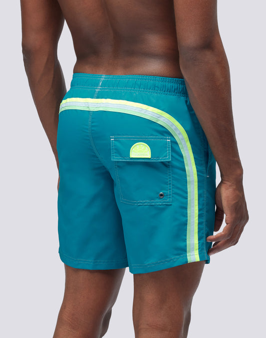 ICONIC TAFFETA STRETCH WAIST MID-LENGTH SWIM SHORTS