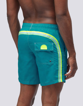 ICONIC TAFFETA STRETCH WAIST MID-LENGTH SWIM SHORTS