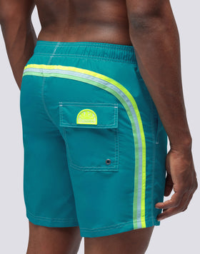 ICONIC TAFFETA STRETCH WAIST MID-LENGTH SWIM SHORTS