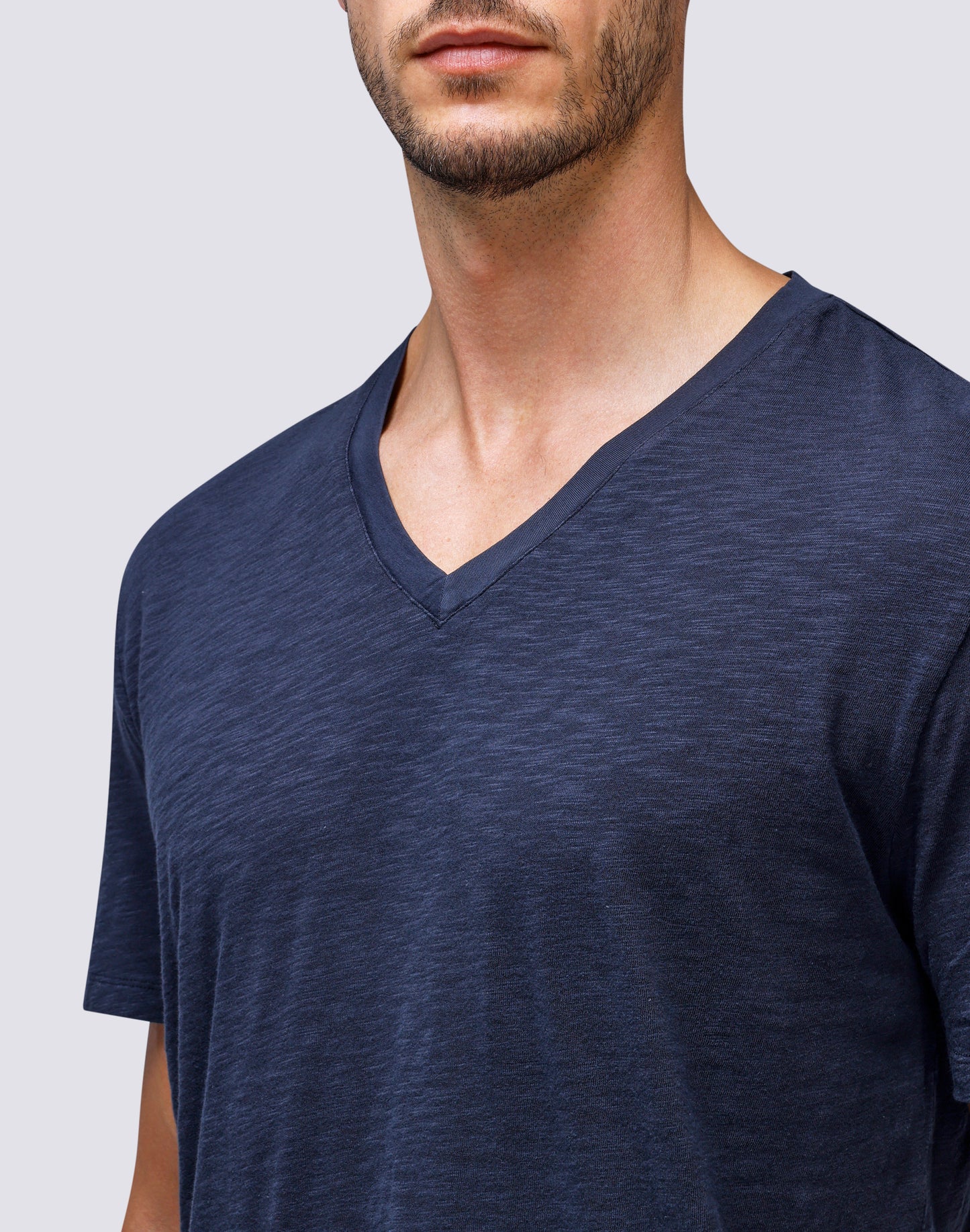 GARMENT DYED T-SHIRT WITH V-NECK