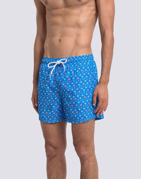 MEN'S SHORT SWIMSUIT WITH ELASTIC WAIST AND PALMAS PRINT IN RECYCLED POLY