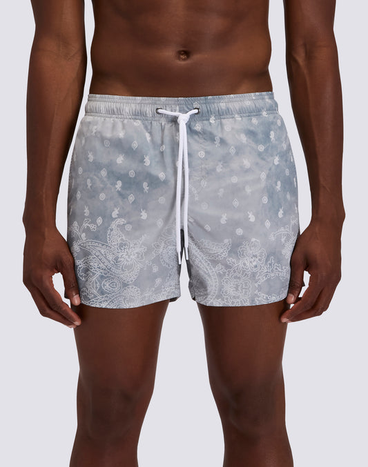 COSTUME DA BAGNO UOMO CORTO VITA ELASTICATA STAMPA PAISLEY BANDANA IN POLY RICICLATO