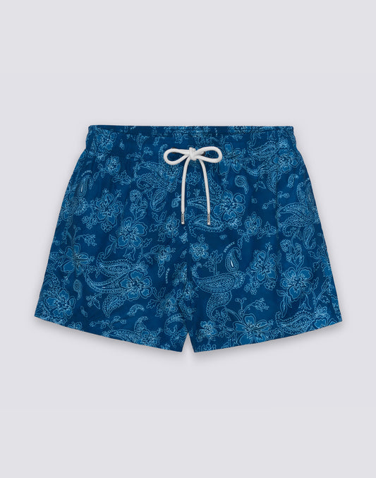 COSTUME DA BAGNO UOMO CORTO VITA ELASTICATA STAMPA HIBI PAISLEY IN POLY RICICLATO