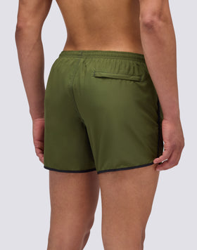 SHORT SWIMSHORTS WITH ELASTICATED WAIST AND ROUND SIDE SLITS