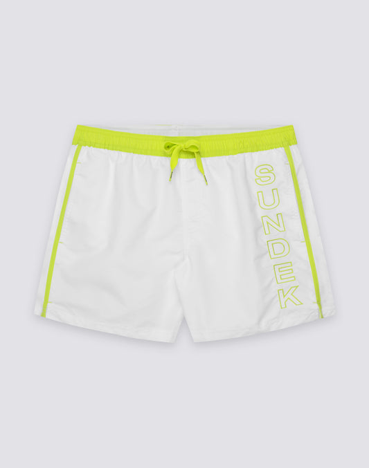 ICONIC TAFFETA SHORT SWIMSHORTS WITH ELASTIC WAIST AND CONTRAST PIPING