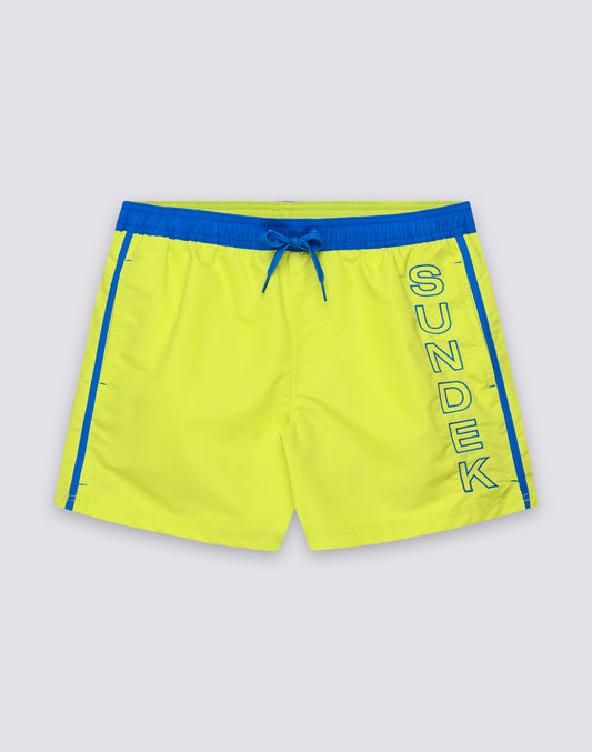 MEN'S SHORT SWIMSHORTS WITH ELASTIC WAIST IN ICONIC TAFFETA WITH CONTRAST PIPING