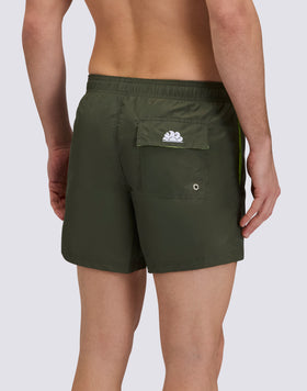 ICONIC TAFFETA ELASTICATED WAIST SHORT SWIMSHORTS WITH RAINBOW EMBROIDERY