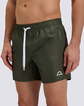 ICONIC TAFFETA ELASTICATED WAIST SHORT SWIMSHORTS WITH RAINBOW EMBROIDERY