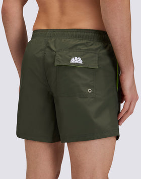 ICONIC TAFFETA ELASTICATED WAIST SHORT SWIMSHORTS WITH RAINBOW EMBROIDERY