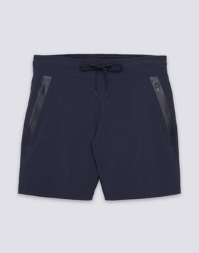 MEN'S MID-LENGTH SEMI-ELASTIC WAISTED STRETCH SWIMSUIT WITH HEAT-SEALED POCKET
