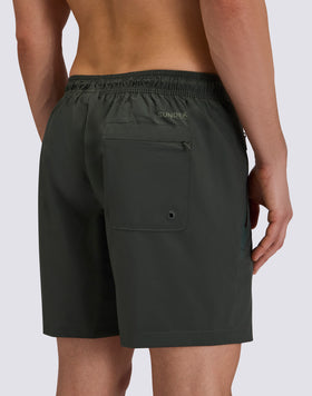 MEN'S MID-LENGTH SEMI-ELASTIC WAISTED STRETCH SWIMSUIT WITH HEAT-SEALED POCKET