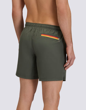 MID-RISE SWIMSHORTS IN REPREVE® RECYCLED POLYESTER WITH TRICOLOUR DETAIL