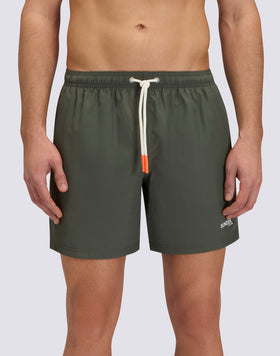MID-RISE SWIMSHORTS IN REPREVE® RECYCLED POLYESTER WITH TRICOLOUR DETAIL