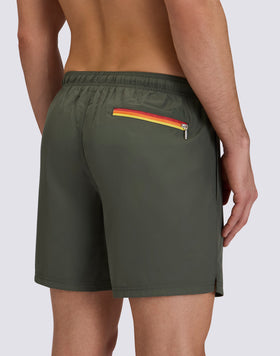 MID-RISE SWIMSHORTS IN REPREVE® RECYCLED POLYESTER WITH TRICOLOUR DETAIL
