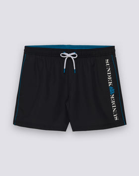 COSTUME DA BAGNO UOMO CORTO VITA ELASTICATA CON PIPING A CONTRASTO IN POLIESTERE RICICLATO REPREVE®