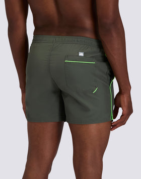 SHORT SWIMSHORTS WITH ELASTICATED WAIST AND CONTRASTING PIPING IN REPREVE® RECYCLED POLYESTER