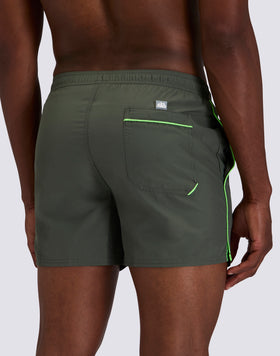 SHORT SWIMSHORTS WITH ELASTICATED WAIST AND CONTRASTING PIPING IN REPREVE® RECYCLED POLYESTER