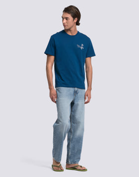 MEN'S CREW NECK T-SHIRT WITH TIDAL SURFER PRINT