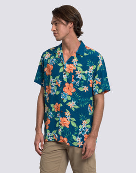 MEN'S PRINTED VISCOSE POPLIN SHIRT