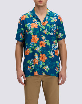 CAMICIA UOMO STAMPATA IN VISCOSA POPELINE