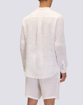 CHEMISE EN LIN TEINT EN PIÈCE AVEC COL MAO