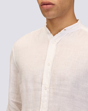 CHEMISE EN LIN TEINT EN PIÈCE AVEC COL MAO