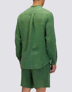 GARMENT DYED LINEN SHIRT WITH MANDARIN COLLAR