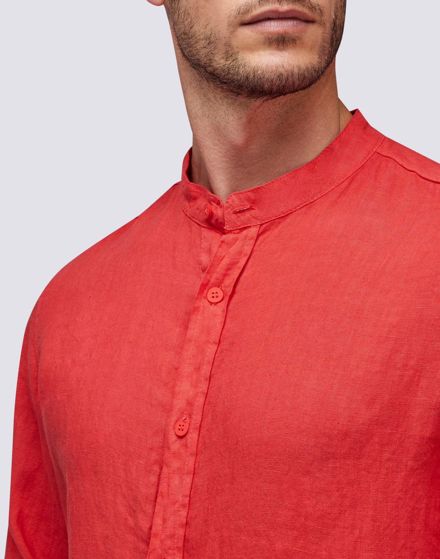 LINEN SHIRT WITH MANDAR COLLAR