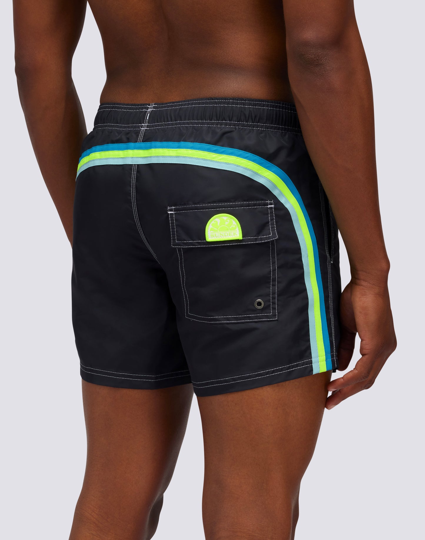 ICONIC TAFFETA STRETCH WAIST SWIM TRUNKS