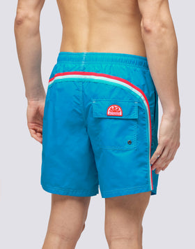 ICONIC TAFFETA STRETCH WAIST MID-LENGTH SWIM TRUNKS