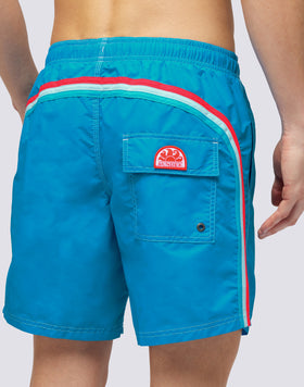 ICONIC TAFFETA STRETCH WAIST MID-LENGTH SWIM TRUNKS