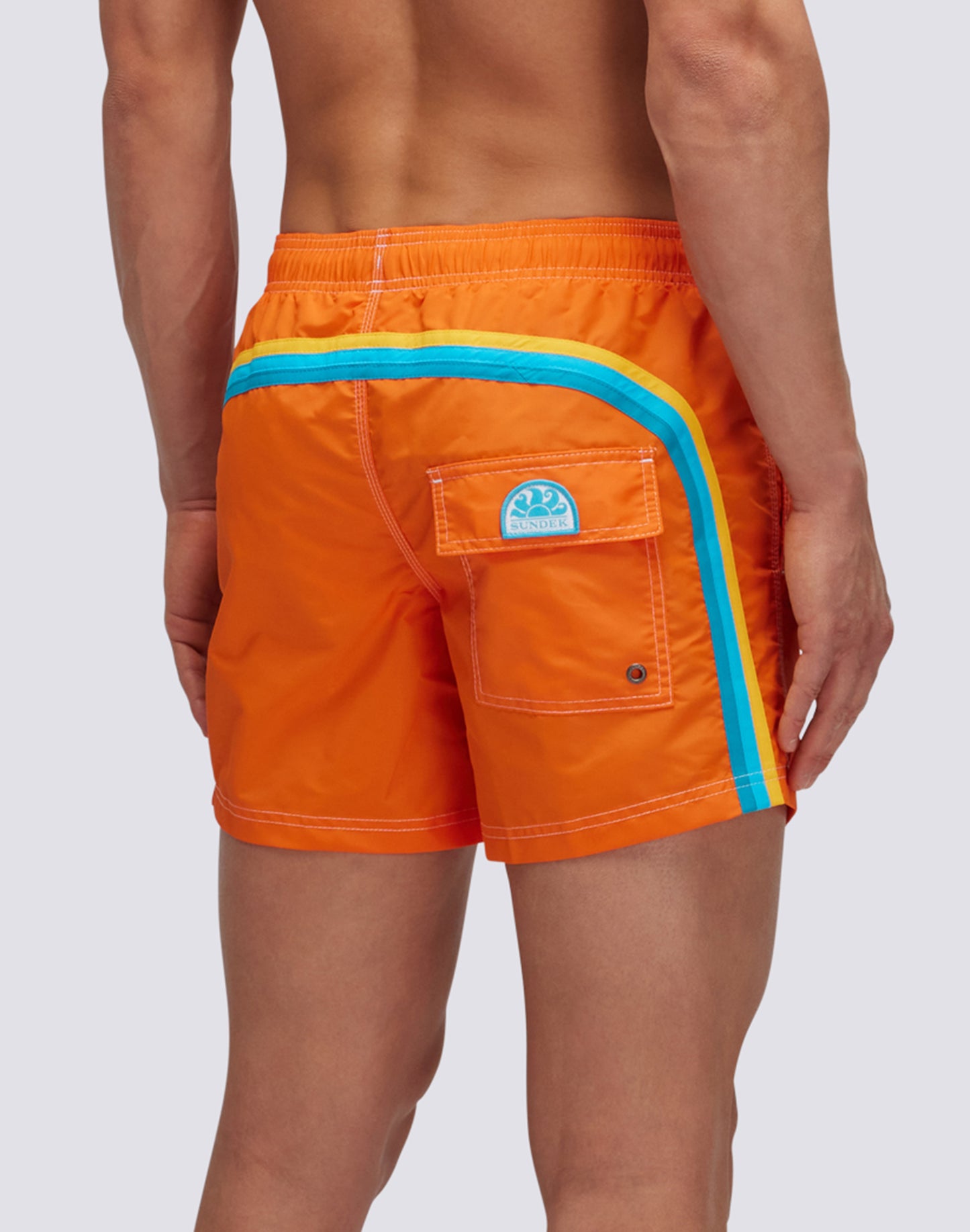 ICONIC TAFFETA STRETCH WAIST SHORT SWIM TRUNKS