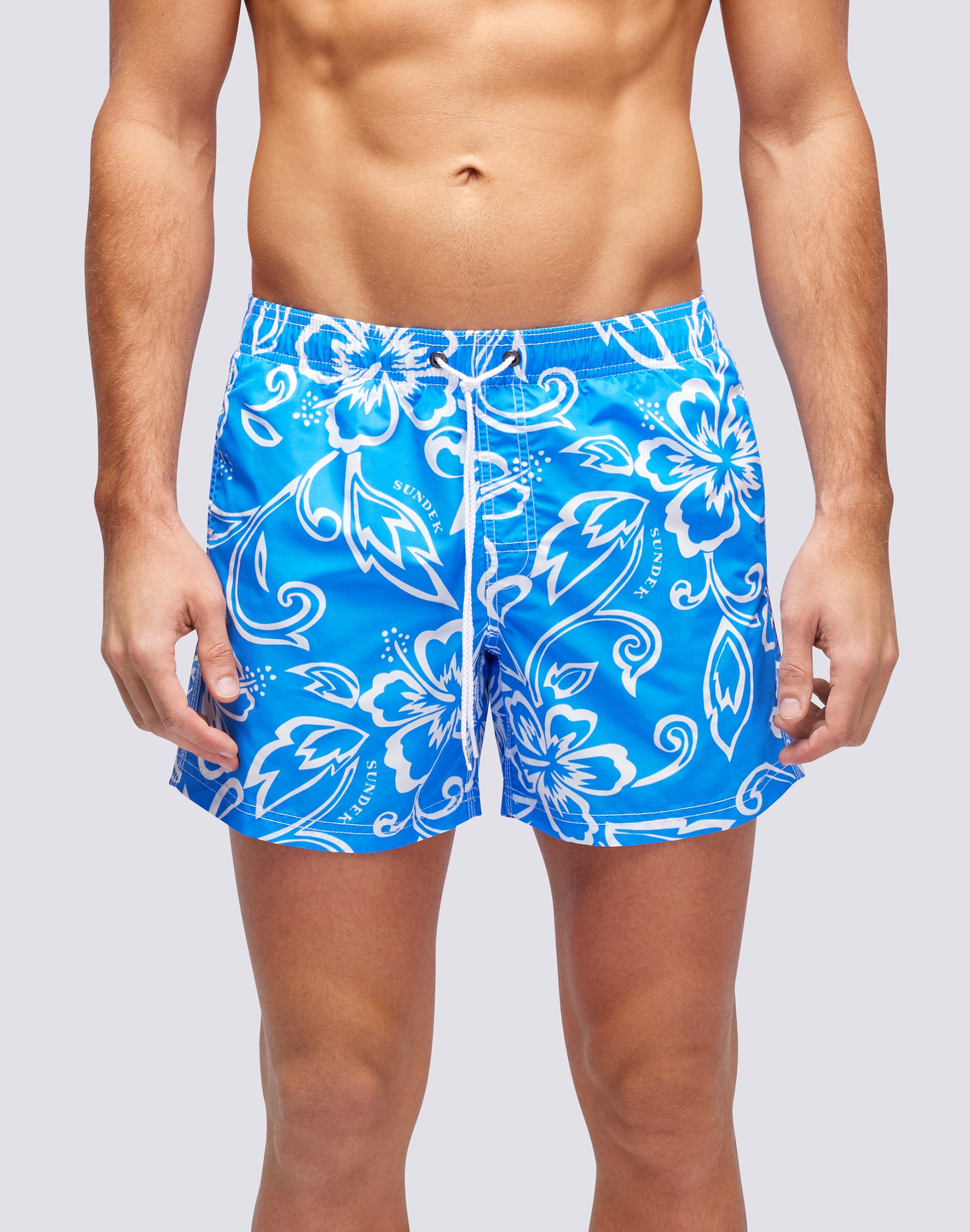 Sundek ARCHIVE HIBISCUS PRINT SHORT SWIMSHORTS WITH ELASTIC WAIST