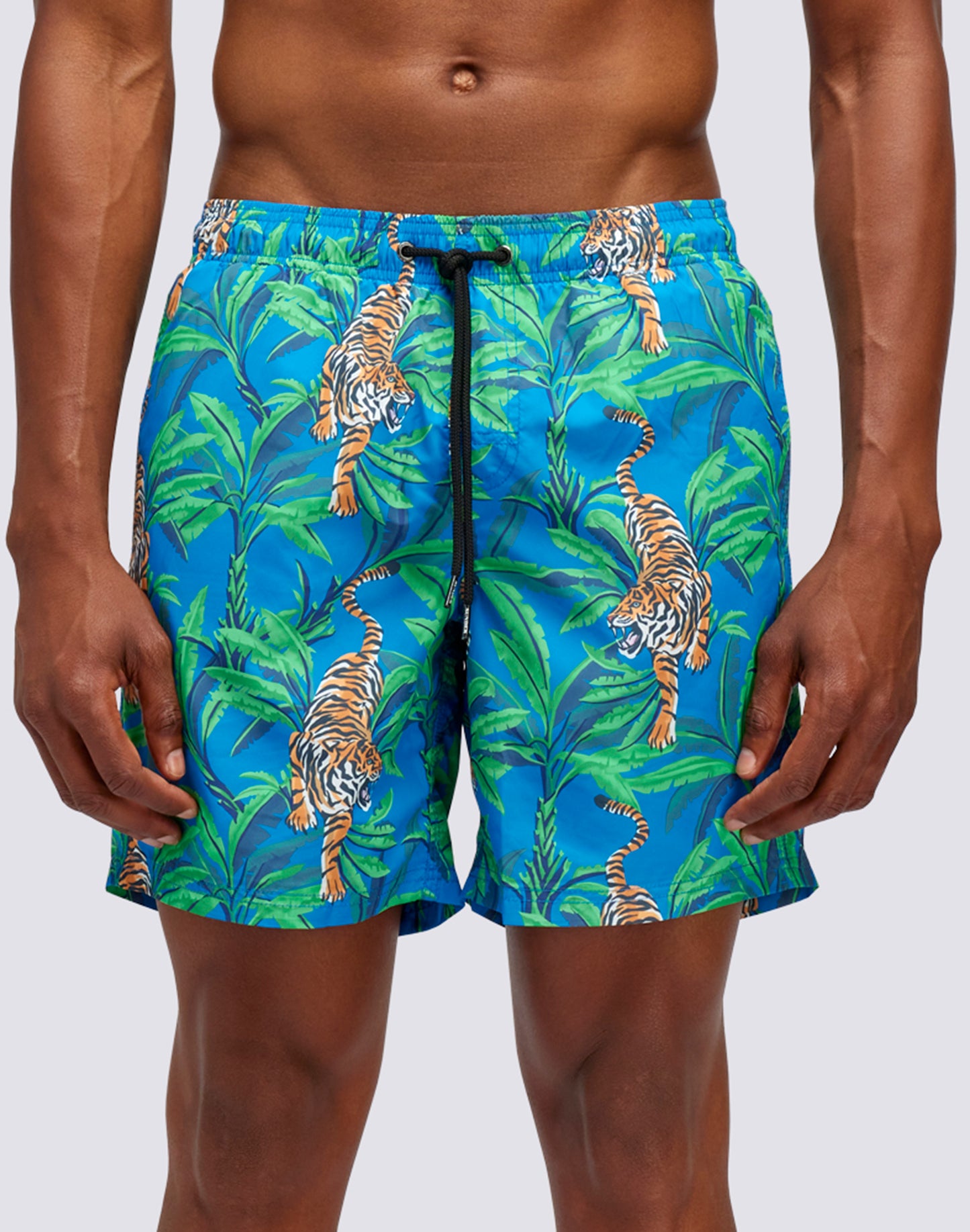 TIGER PRINT MEDIUM ELASTIC WAIST SWIMSHORTS