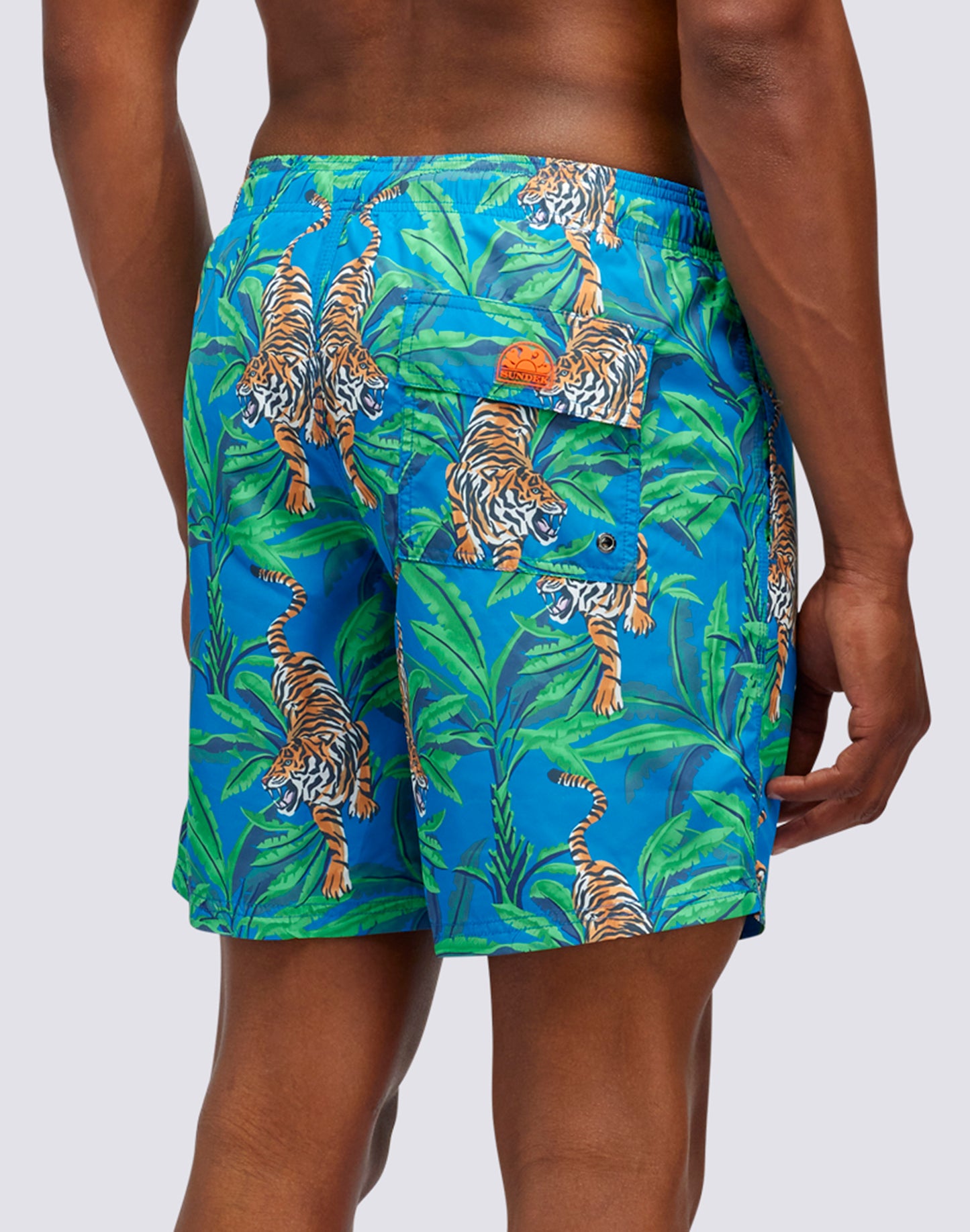 TIGER PRINT MEDIUM ELASTIC WAIST SWIMSHORTS