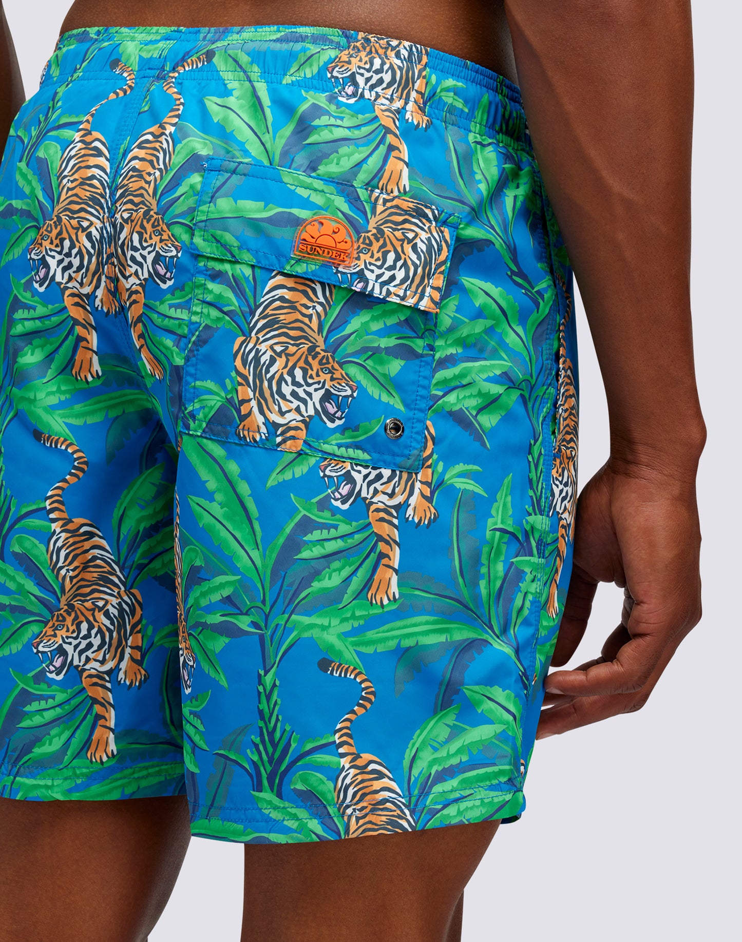 TIGER PRINT MEDIUM ELASTIC WAIST SWIMSHORTS