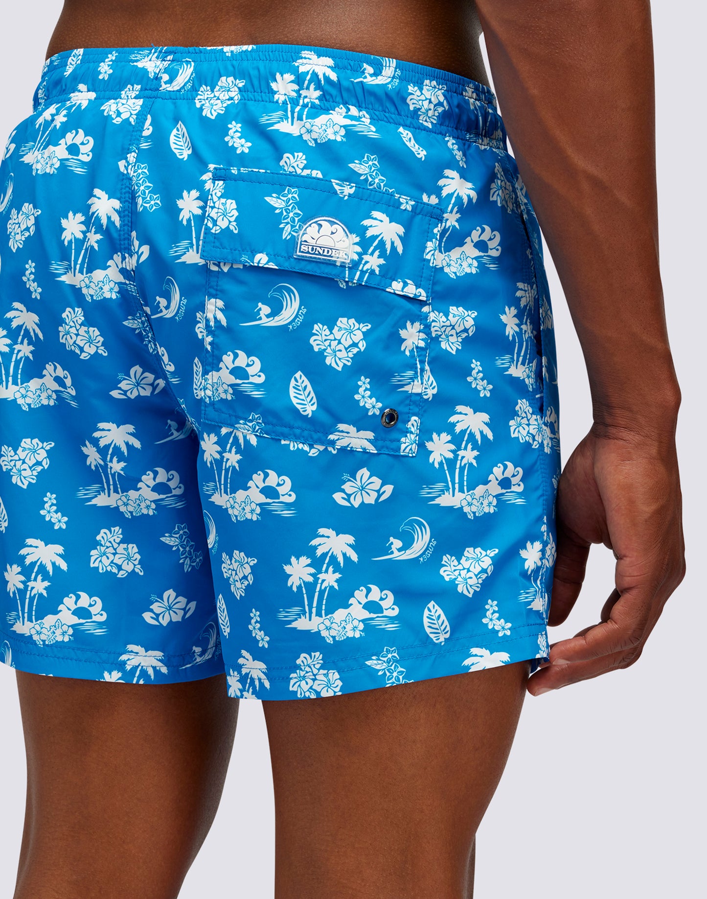 RECYCLED POLY SHORT SWIMSHORTS WITH ELASTIC WAIST KAILUA BIT PRINT